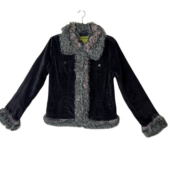 BB Dakota Jackets & Blazers - Vintage BB Dakota Black Cotton Velour Faux Fur Penny Lane Jacket Sz M/L Y2K
